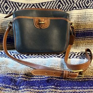 Navy and brown vintage leather Coach bag